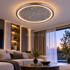 EASD-462 Ay Yüzeyi Gri Modern LED Plafonyer Avize