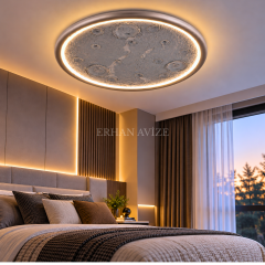 EASD-462 Ay Yüzeyi Gri Modern LED Plafonyer Avize