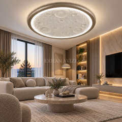 EASD-462 Ay Yüzeyi Beyaz 60 cm Modern LED Plafonyer Avize