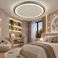 EASD-462 Ay Yüzeyi Beyaz 60 cm Modern LED Plafonyer Avize