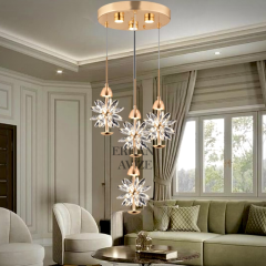 EAPV-126 4'lü Gold Kristal Detaylı LED Avize