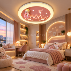 EAZL-614 Prenses ve Peri Masalı Temalı 3 Renk Kumandalı LED Çocuk Odası Plafonyer Avize