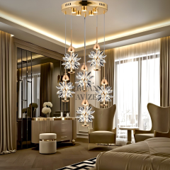 EAPV-126 6'lı Gold Kristal Detaylı LED Avize