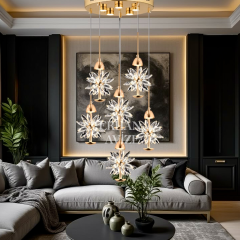 EAPV-126 6'lı Gold Kristal Detaylı LED Avize