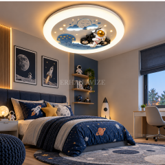 EAZL-616 Astronotlu Motosiklet Temalı 3 Renk Kumandalı LED Çocuk Odası Plafonyer Avize