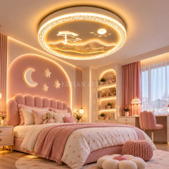 EAZL-617 Doğa Manzaralı 3 Renk Kumandalı LED Plafonyer Avize – 50 cm