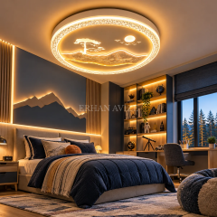 EAZL-617 Doğa Manzaralı 3 Renk Kumandalı LED Plafonyer Avize – 50 cm