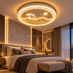 EAZL-617 Doğa Manzaralı 3 Renk Kumandalı LED Plafonyer Avize – 50 cm