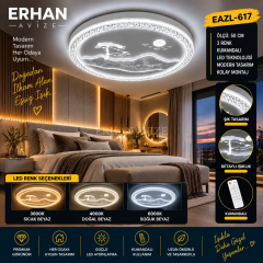 EAZL-617 Doğa Manzaralı 3 Renk Kumandalı LED Plafonyer Avize – 50 cm