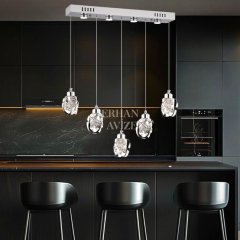 EAPV-163 5'li Sıralı Yemek Masası Krom Kristal Detaylı LED Avize