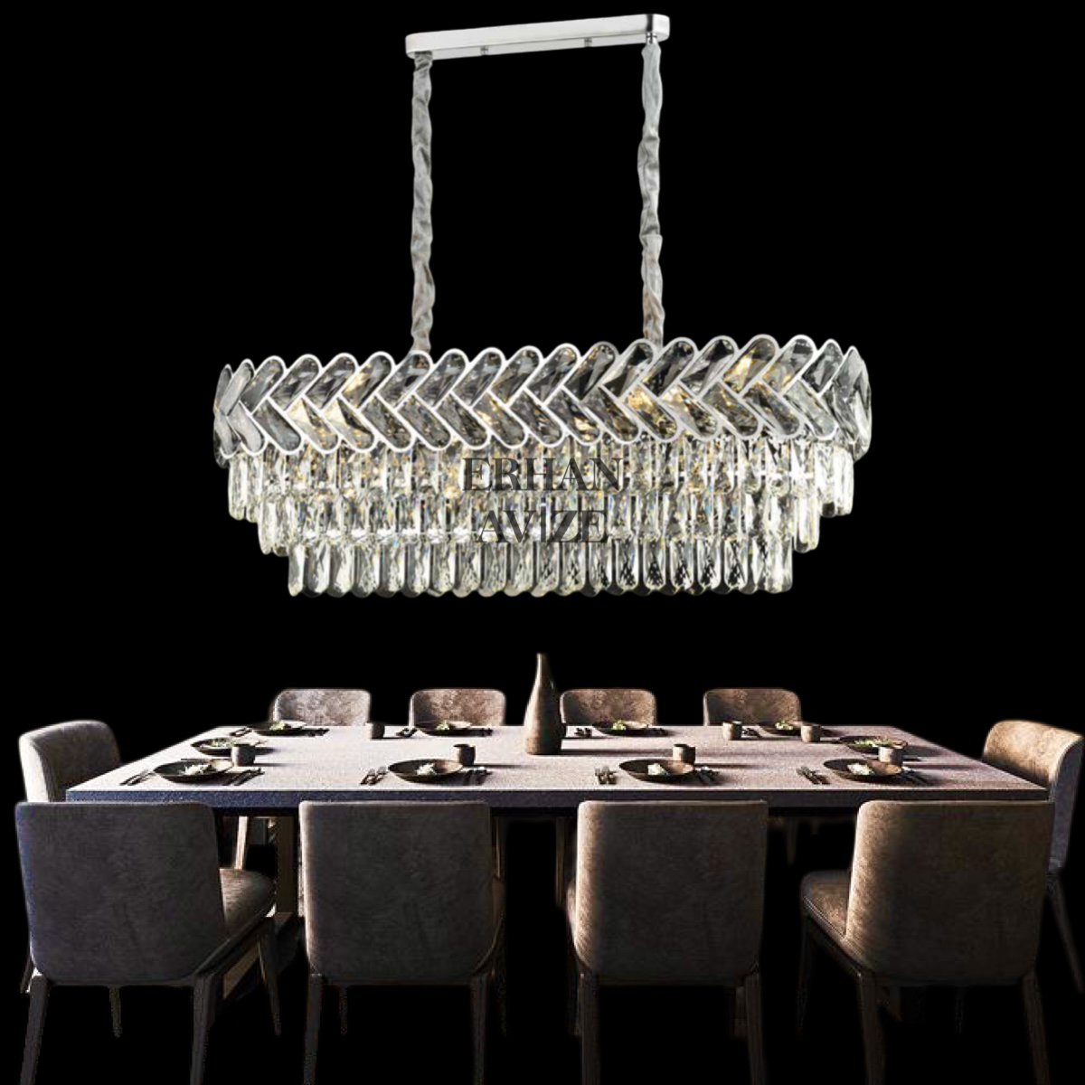 EAML-03 YM Kristal 90’lık Krom Avize