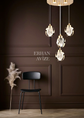 EAPV-163 4'lü Gold Kristal Detaylı LED Avize