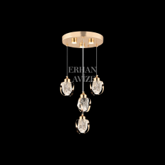 EAPV-163 4'lü Gold Kristal Detaylı LED Avize