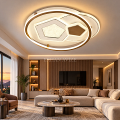 EAEP-07 Modern Geometrik Tasarımlı 3 Renk Kumandalı LED Plafonyer Avize – 50 cm