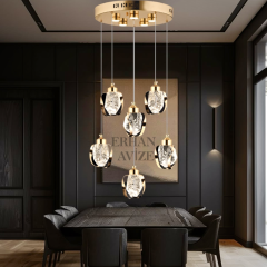 EAPV-163 6'lı Gold Kristal Detaylı LED Avize