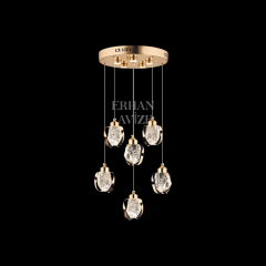 EAPV-163 6'lı Gold Kristal Detaylı LED Avize