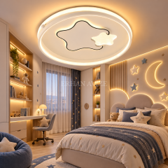 EAEP-03 Yıldız Tasarımlı 3 Renk Kumandalı Dimmerli LED Plafonyer Avize – 50 cm