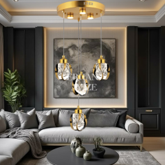 EAPV-163 4'lü Eskitme Kristal Detaylı LED Avize