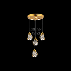 EAPV-163 4'lü Eskitme Kristal Detaylı LED Avize