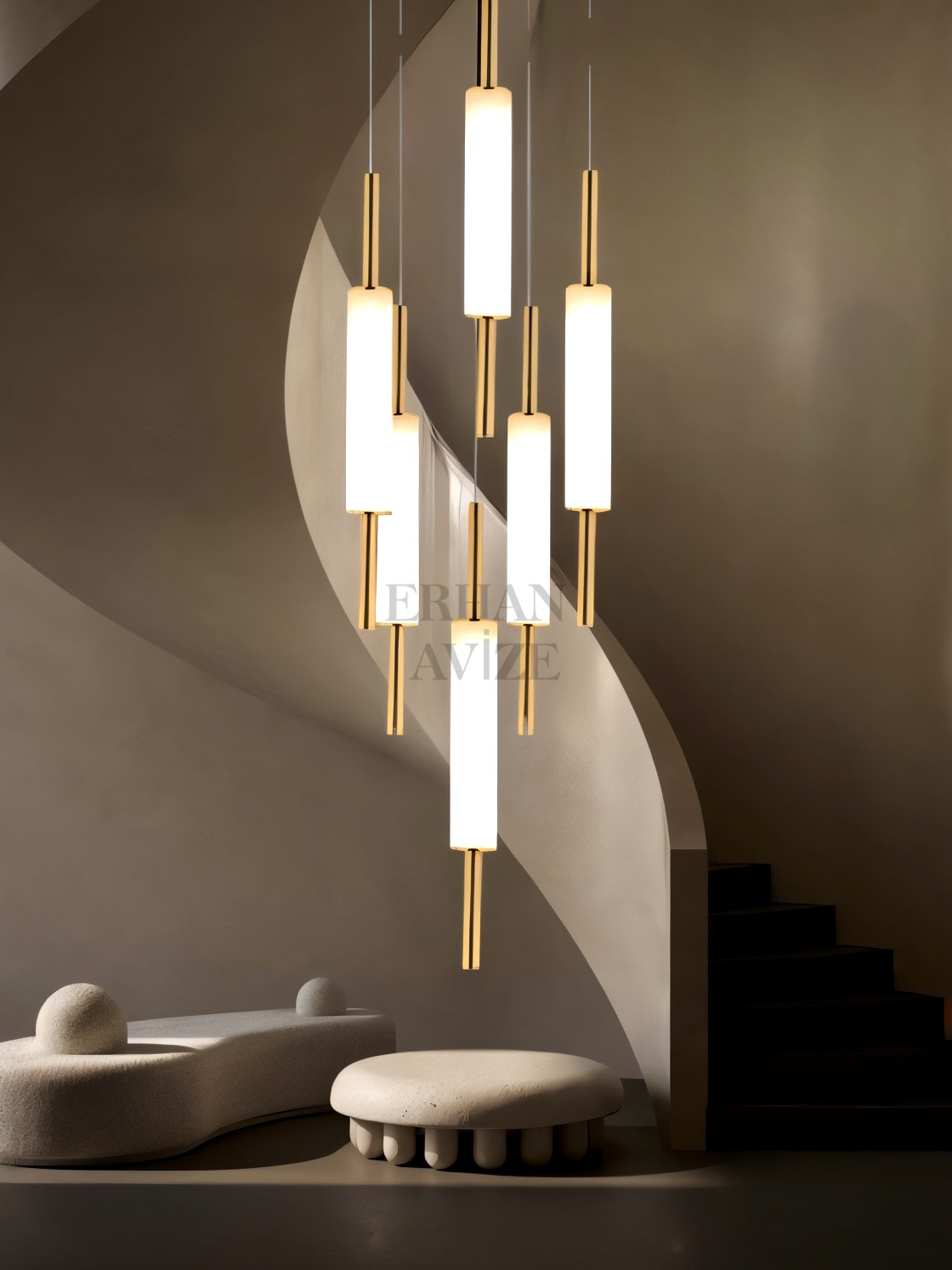 EASD-150 6'lı Sarkıt Mermer Model Eskitme LED Avize