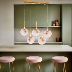 EASD-131 5'li Sıralı Mermer Model Yemek Masası Eskitme LED Avize