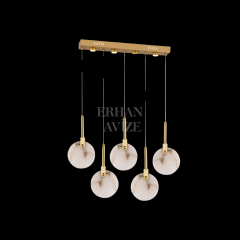 EASD-131 5'li Sıralı Mermer Model Yemek Masası Eskitme LED Avize