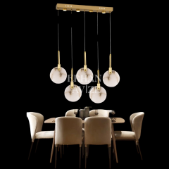 EASD-131 5'li Sıralı Mermer Model Yemek Masası Eskitme LED Avize