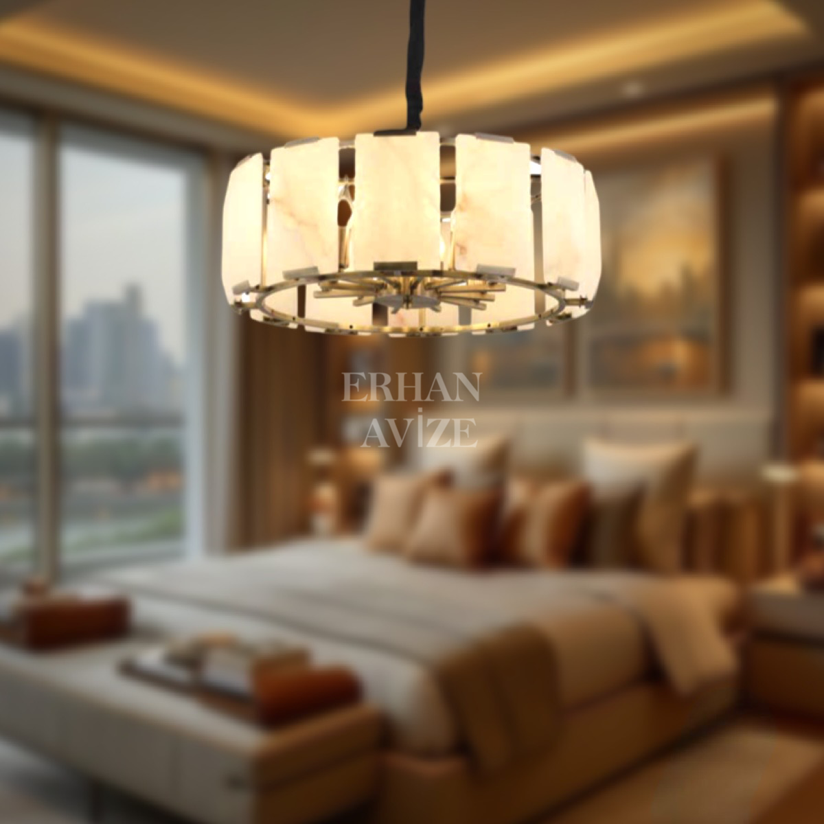 EADM-38 Mermer Model Yuvarlak Eskitme Avize