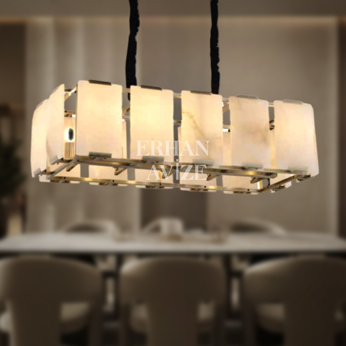 EADM-38 Mermer Model Yemek Masası Eskitme Avize