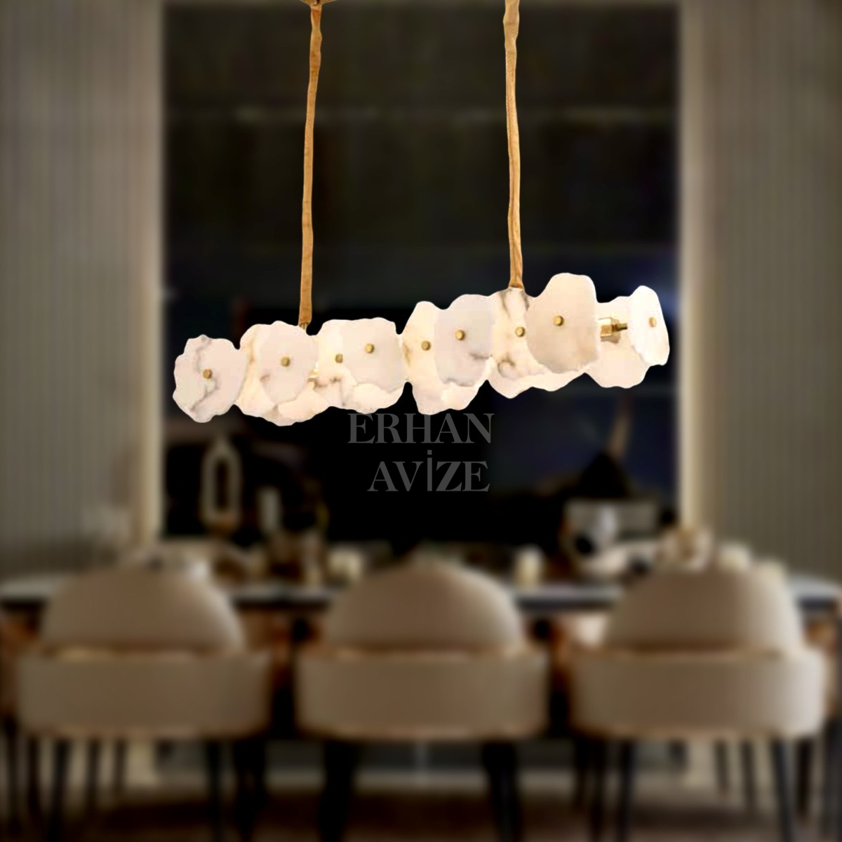 EASD-009 100'lük Yemek Masası Mermer Model Eskitme LED Avize