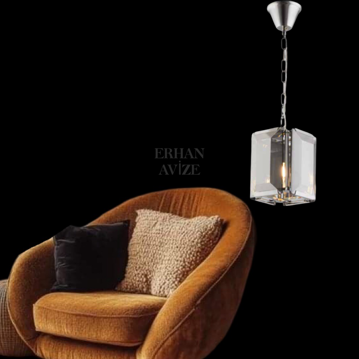 EADM-36 Tekli Kristal Krom Avize