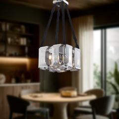 EADM-36 Kare Kristal Krom Avize