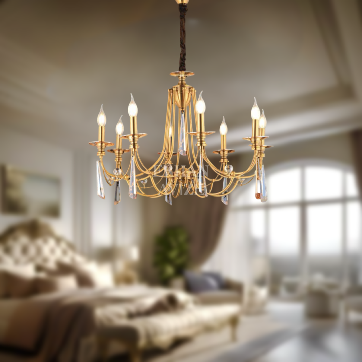 EADM-08 8’li Sarı Kristal Eskitme Avize