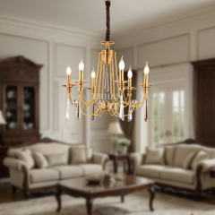 EADM-08 6’lı Sarı Kristal Eskitme Avize