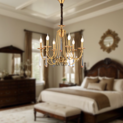 EADM-08 6’lı Sarı Kristal Eskitme Avize