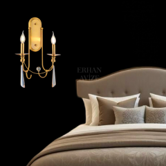 EADM-08 2 Kollu Kristal Sarı Eskitme Aplik