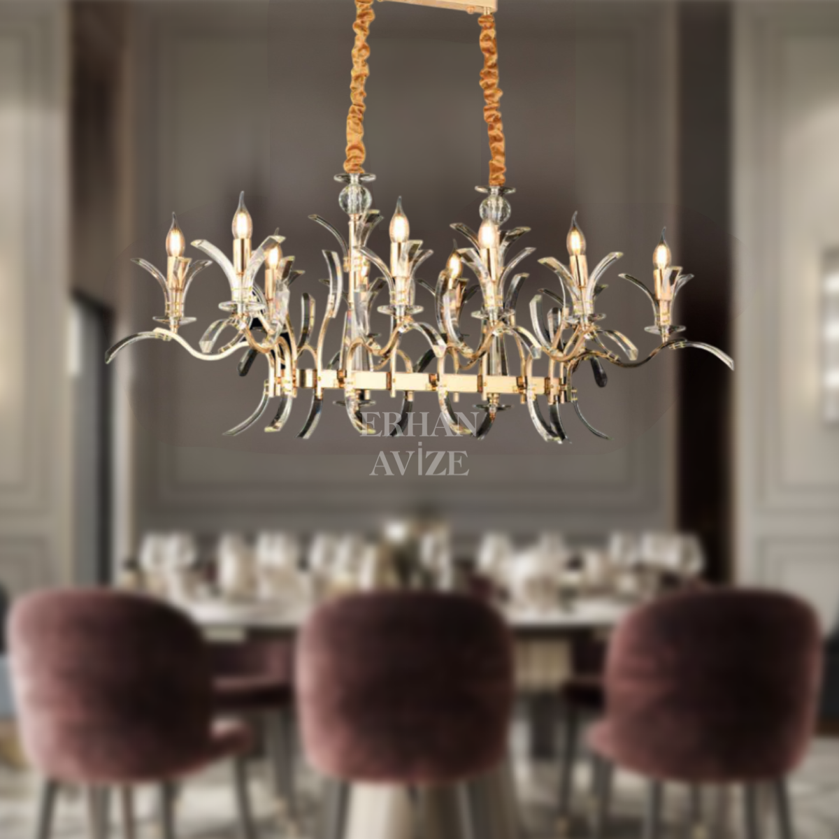 EAMS-126 YM 8’li Kristal Gold Avize