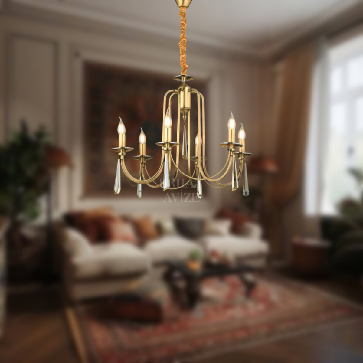 EAKONTES 6’lı Kristal Eskitme Avize