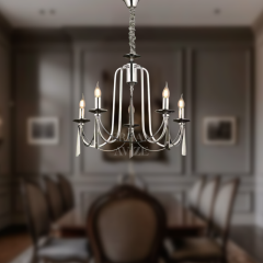 EAKONTES 5’li Kristal Krom Avize