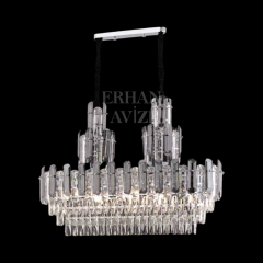 EADM-33 Kristal Yemek Masası Krom Avize