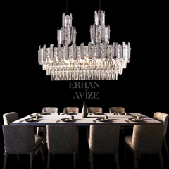 EADM-33 Kristal Yemek Masası Krom Avize