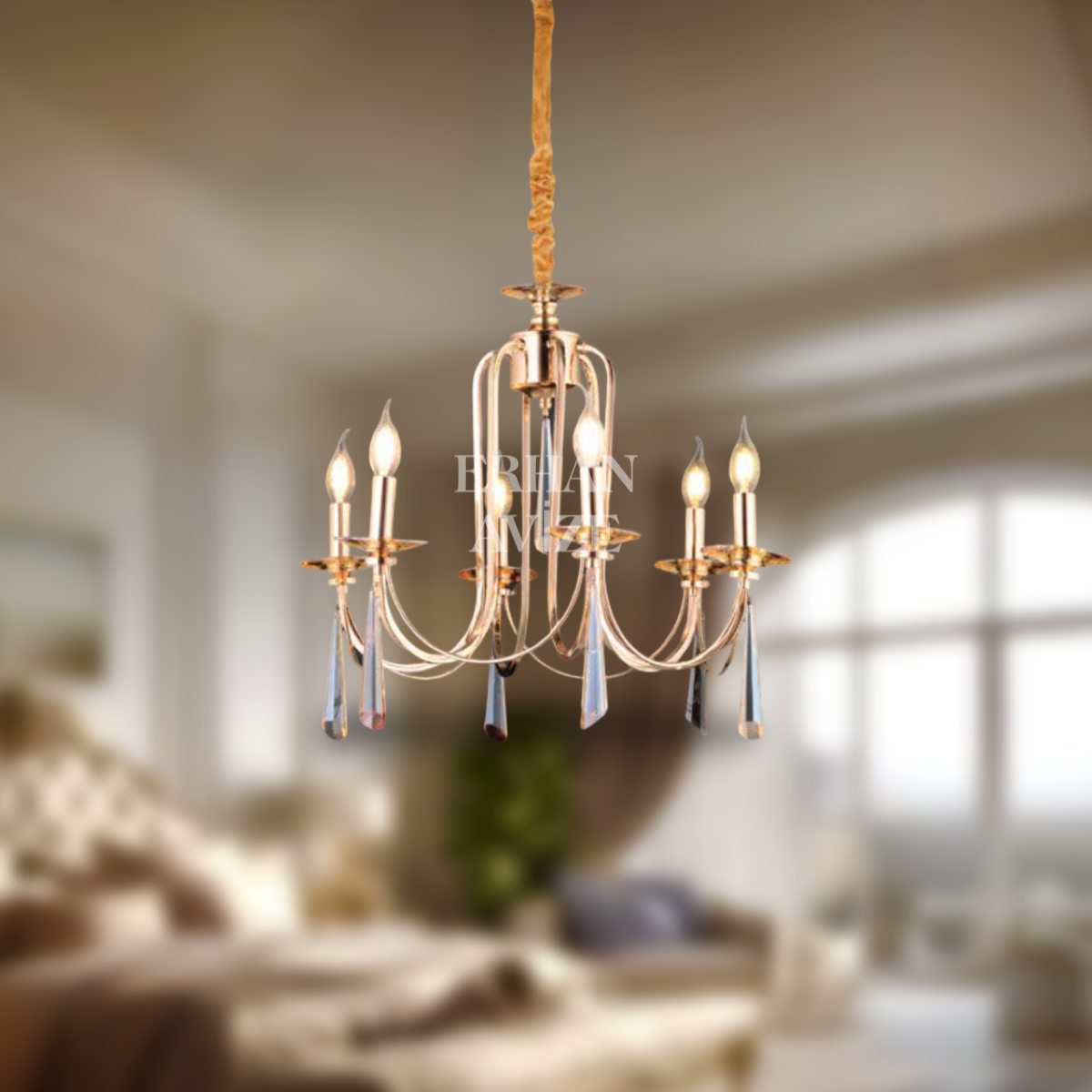 EAKONTES 6’lı Kristal Gold Avize