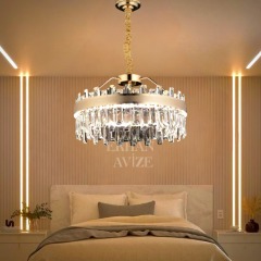 EASD-153 Kristal Yuvarlak Gold LED Avize