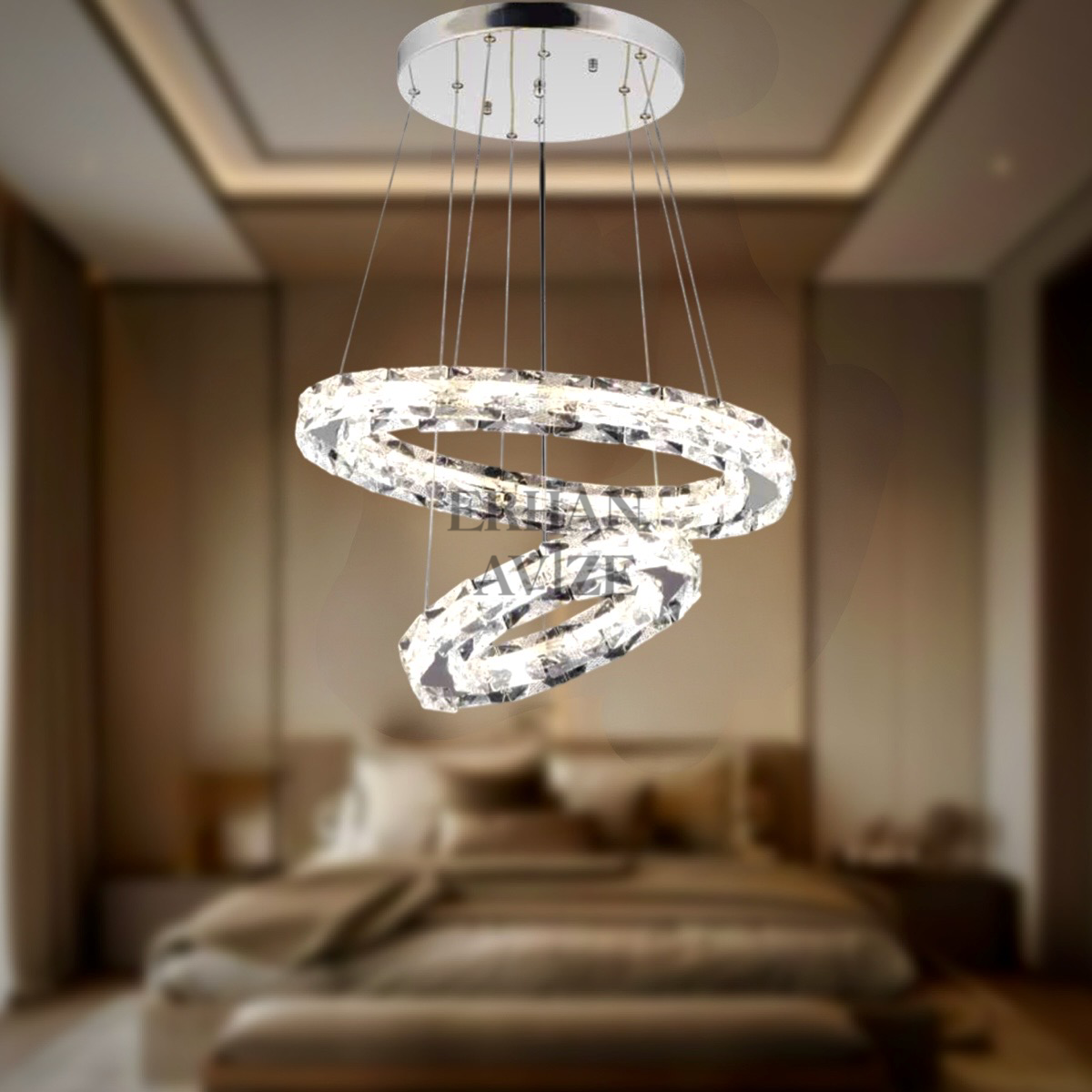 EAPD-136 Kristal Krom Sarkıt LED Avize