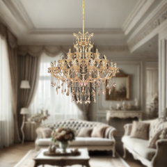 MARİATHERESA 36’lı Kristal Gold Cam Kol Avize