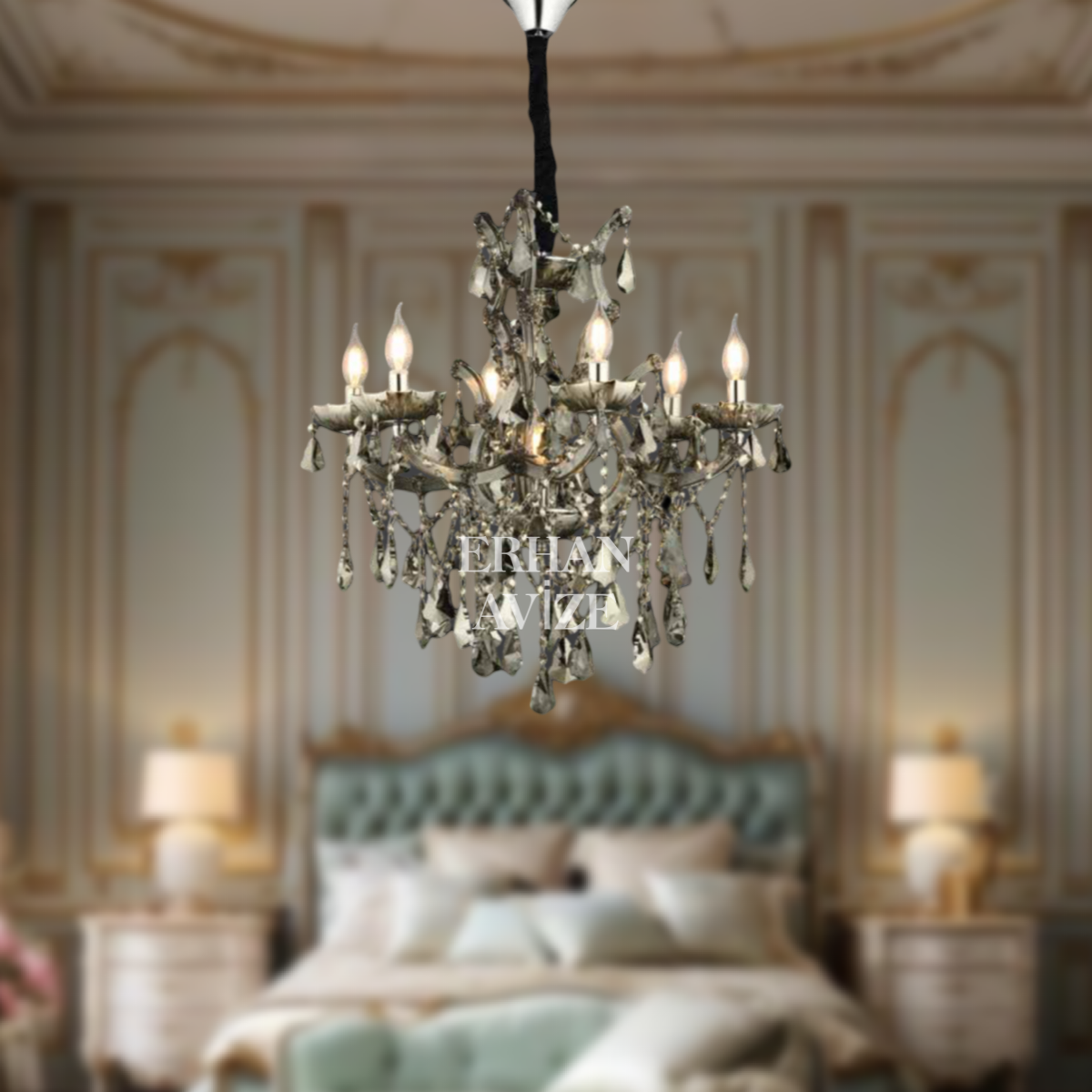 MARİATHERESA 6’lı Kristal Füme Avize