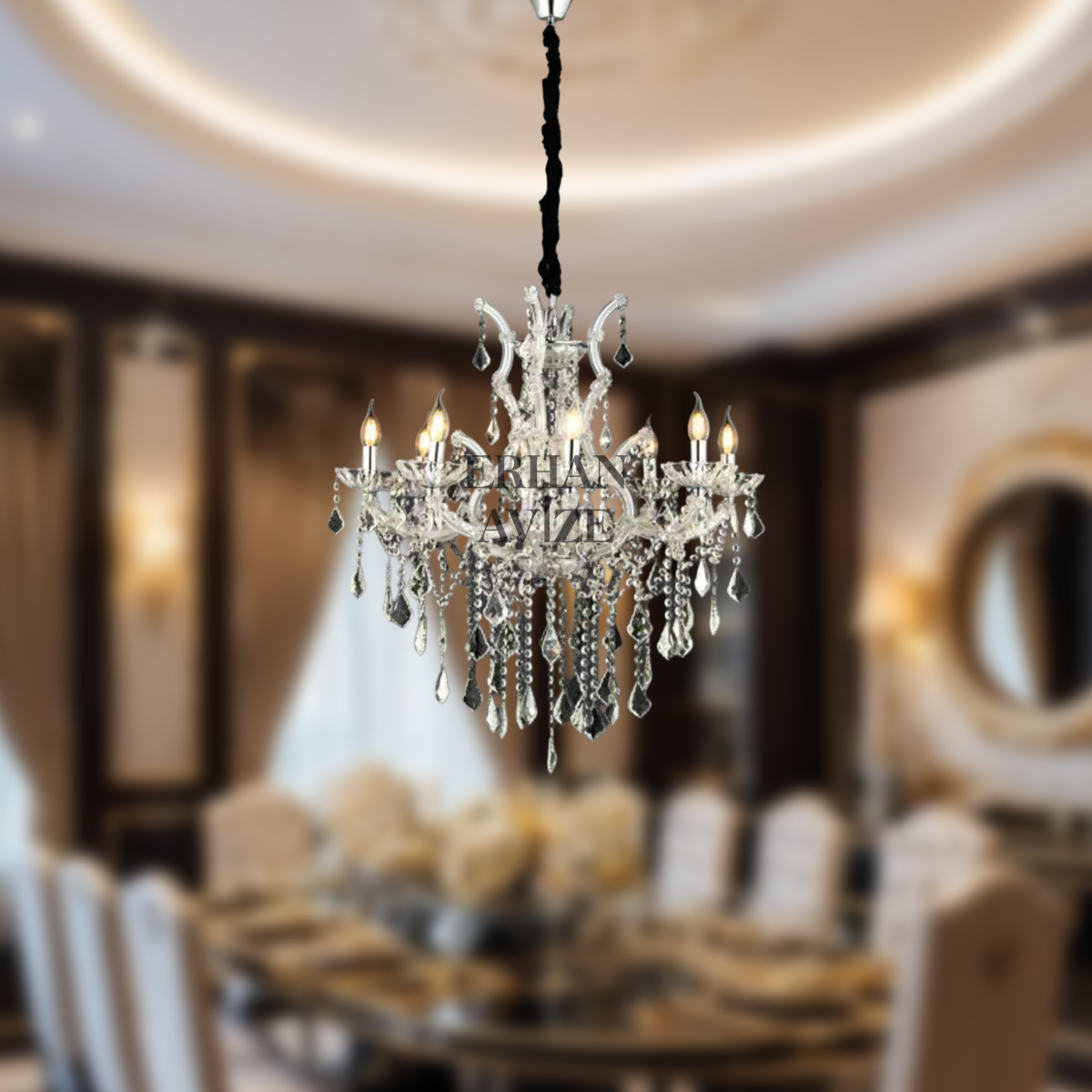 MARİATHERESA 8’li Kristal Şeffaf Avize