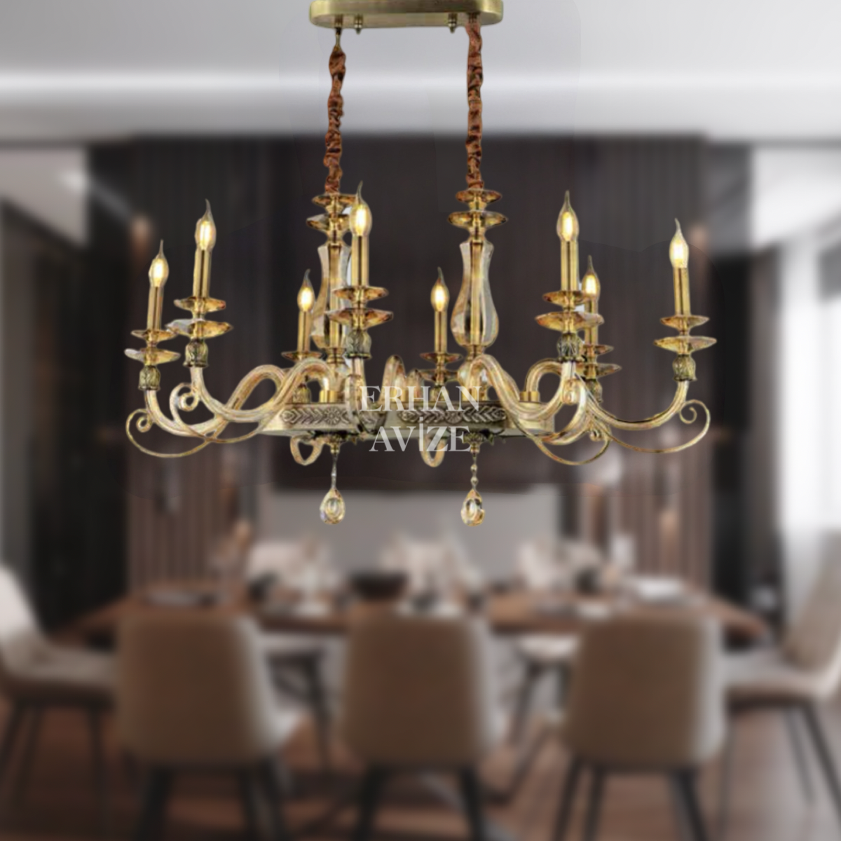 EAGR-36 YM 8’li Kristal Cam Kol Avize