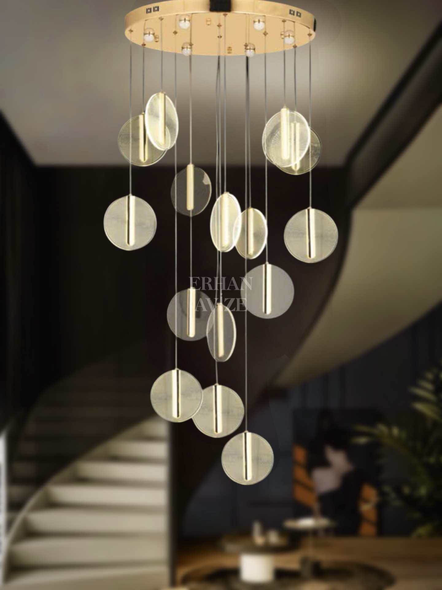 EAAD-89 15’li Sarkıt Gold LED Avize