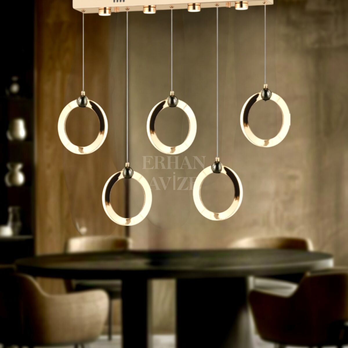 EASD-227 5’li YM Sıralı  Gold  LED Avize